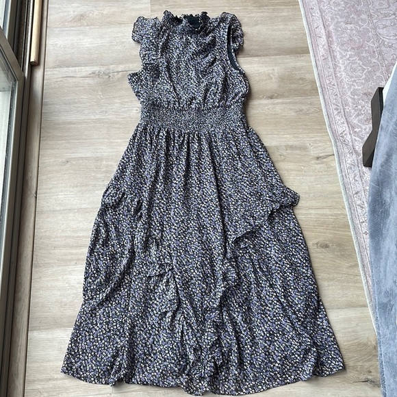 Lulu’s Evalina Black Floral Print Mock Neck Midi Dress - Picture 2 of 9